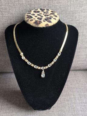 D'Orlan Gold Crystal Drop Necklace - Elegant Women's Jewelry